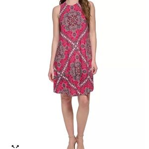 Tommy Hilfiger Vibrant Pink and Gray Patterned Mini Dress